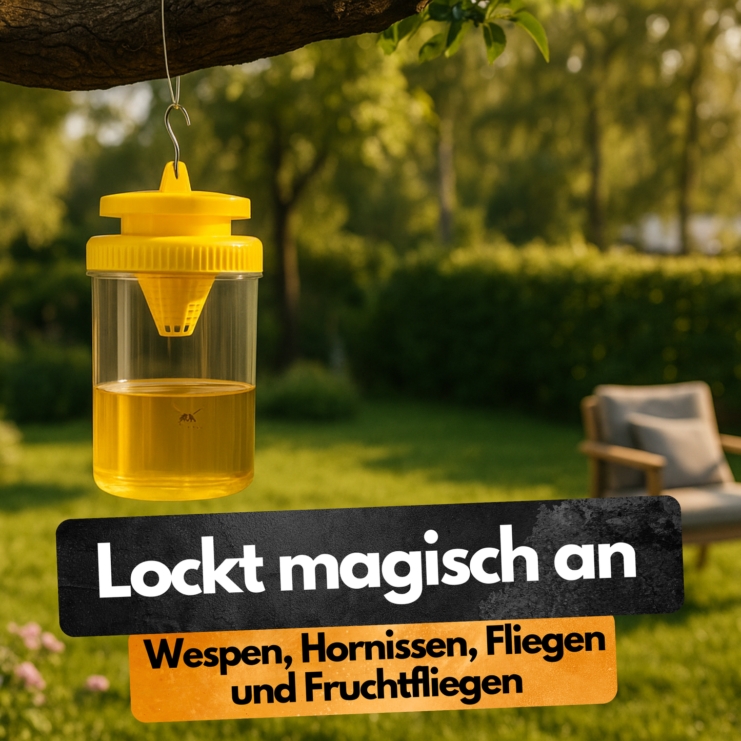 Wespenfalle mit 2x50ml Lockstoff – Ohne Insektizide – Made in EU