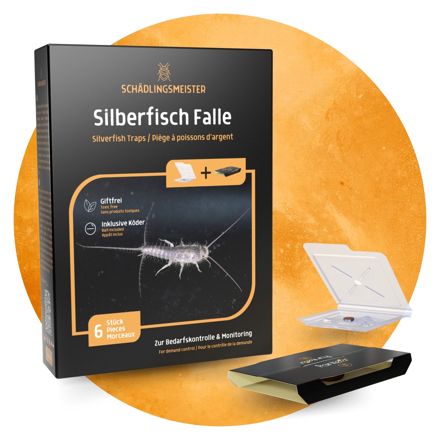 Silberfisch Falle - 6 Stück - Inkl. Köder - Zwei Fallen System - Monitoringfalle