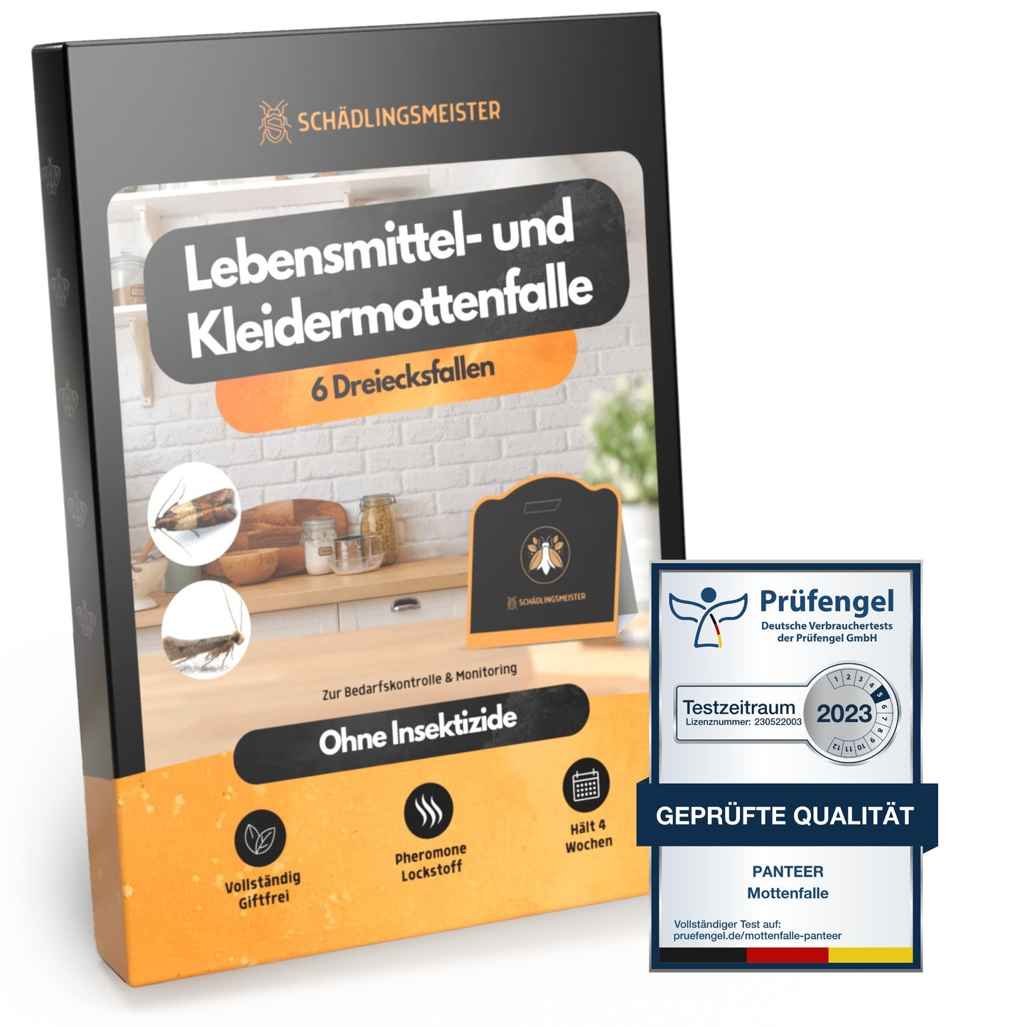 Mottenfalle - 6 Stück - Mottenschutz gegen 2 Mottenarten - Zum Monitoring