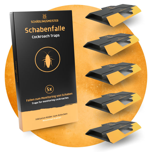 Schabenfalle - 5 Stück - inkl. Köder - Kakerlaken bekämpfen - Zum Monitoring