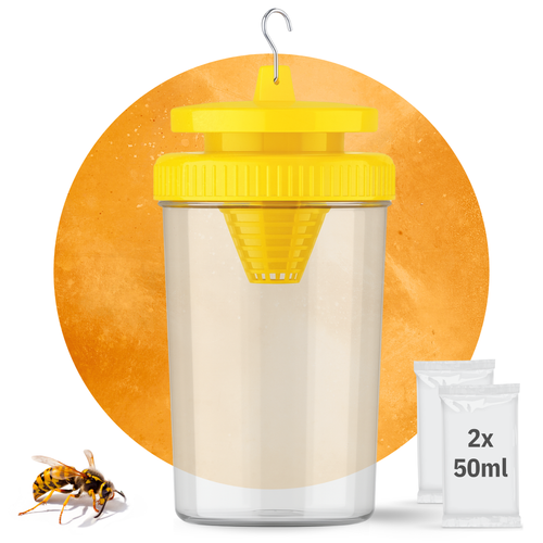 Wespenfalle mit 2x50ml Lockstoff – Ohne Insektizide – Made in EU