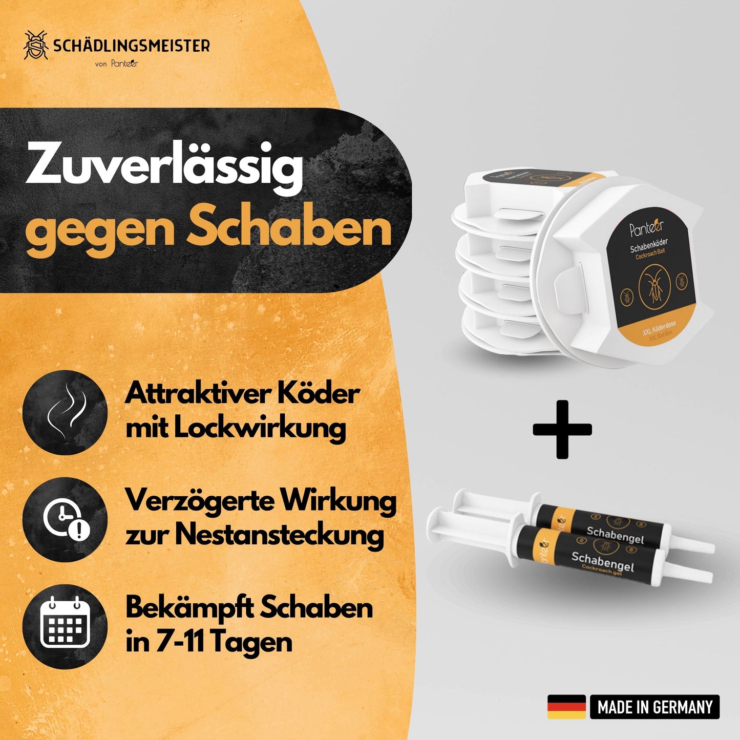 Schaben Komplettlösung - 2 x 10g Schabengel und 5 Schabenfallen (AMP 9 RB)