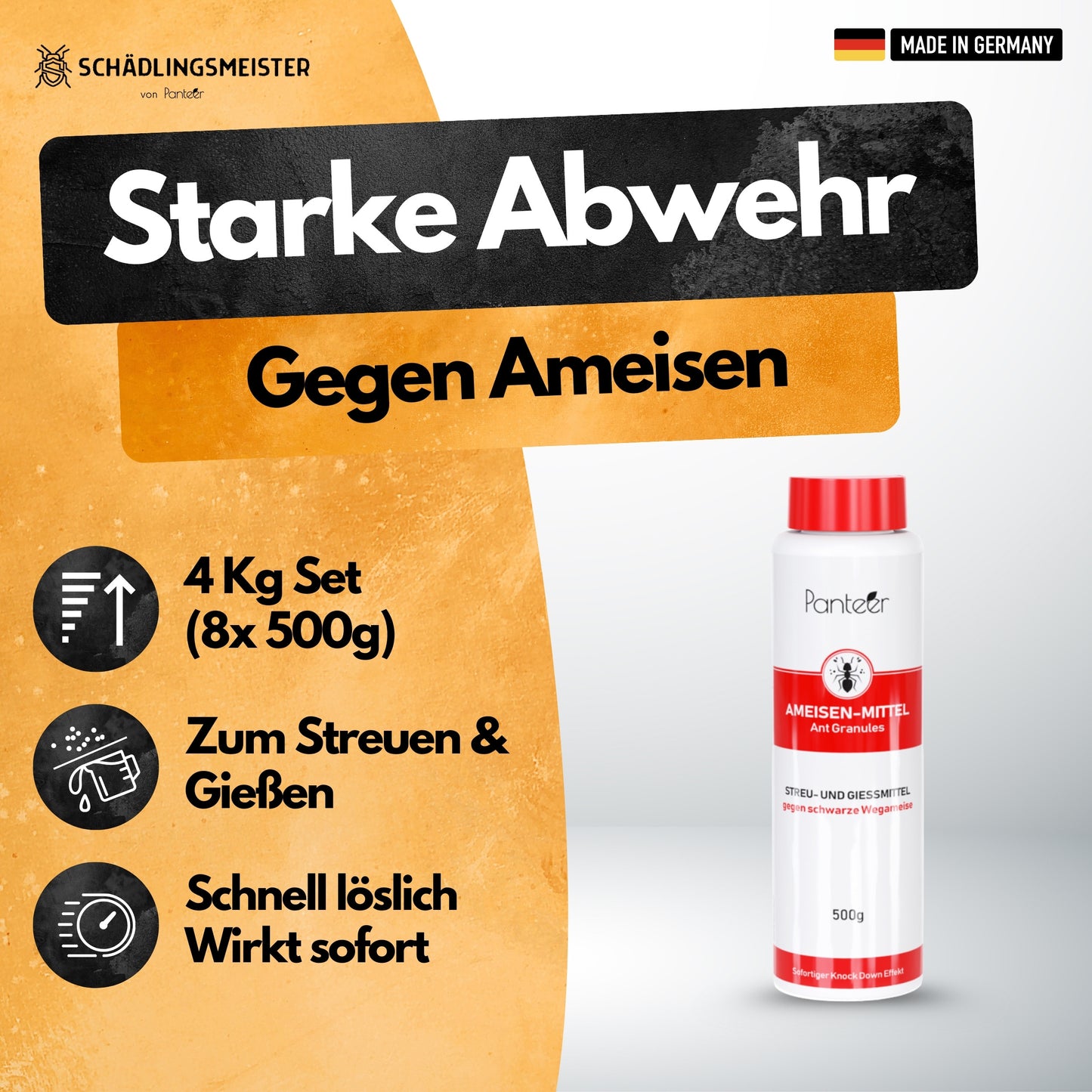Ameisen Mittel - 4 Kg - Ameisenstreu Granulat Ameisengift (8x500g)