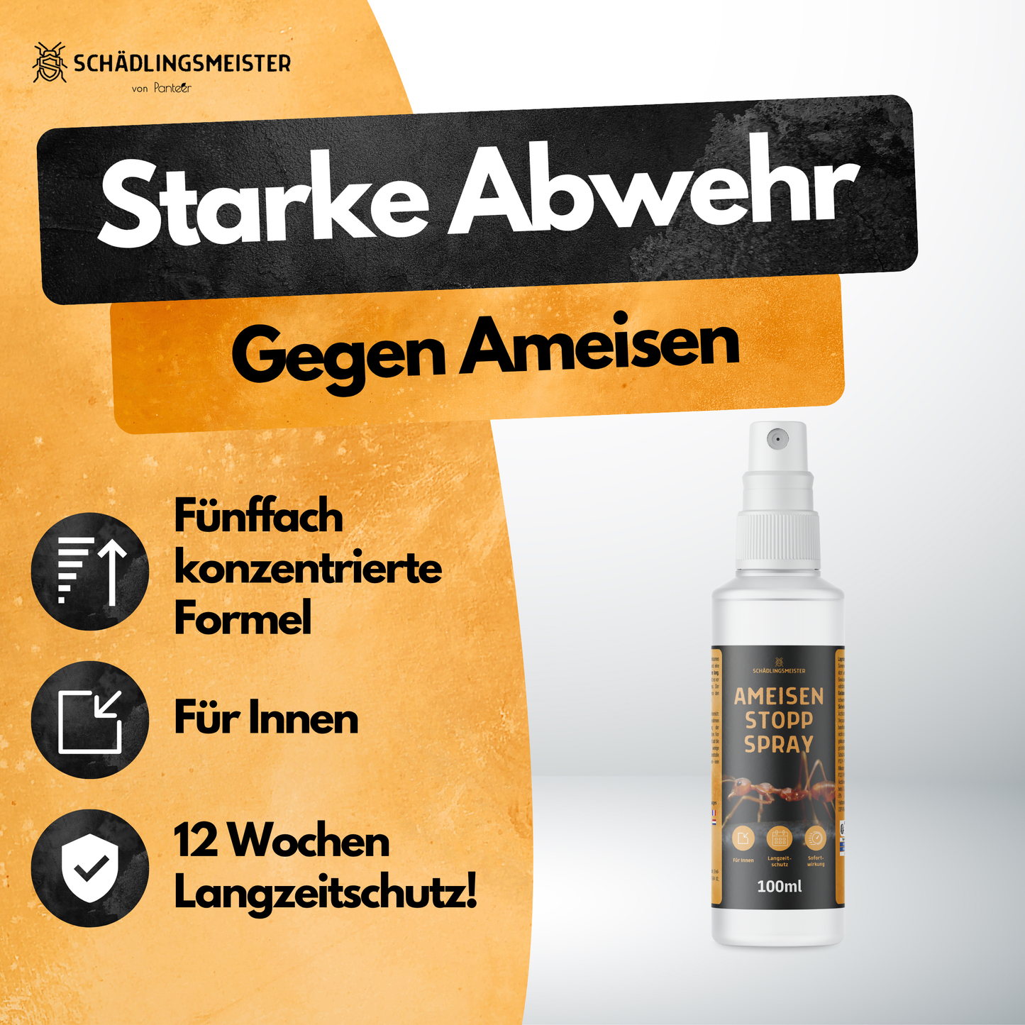 Ameisen Stopp Spray - 100 ml - Hoch konzentriert - 12 Wochen Langzeitschutz