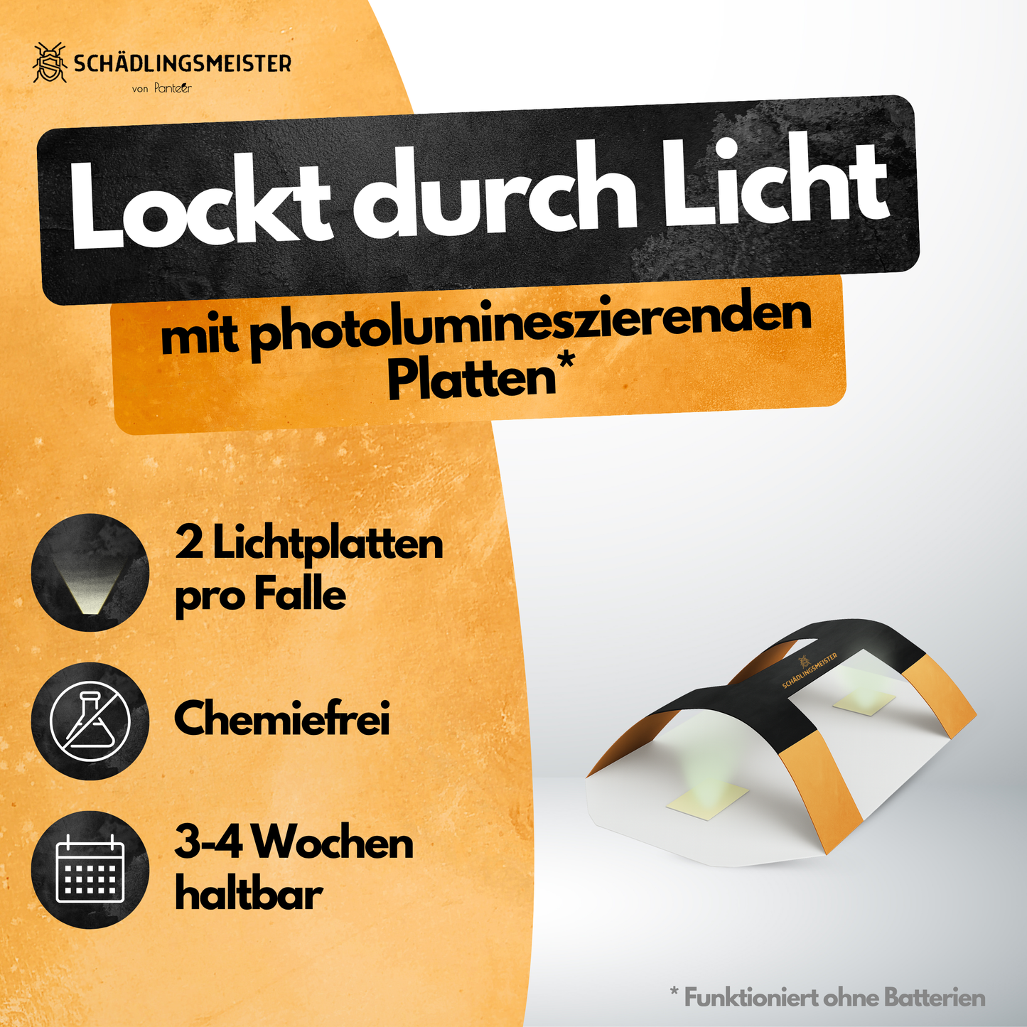 Käfer Licht Falle – 6er Set – Chemiefrei & Geruchlos – Photolumineszierend