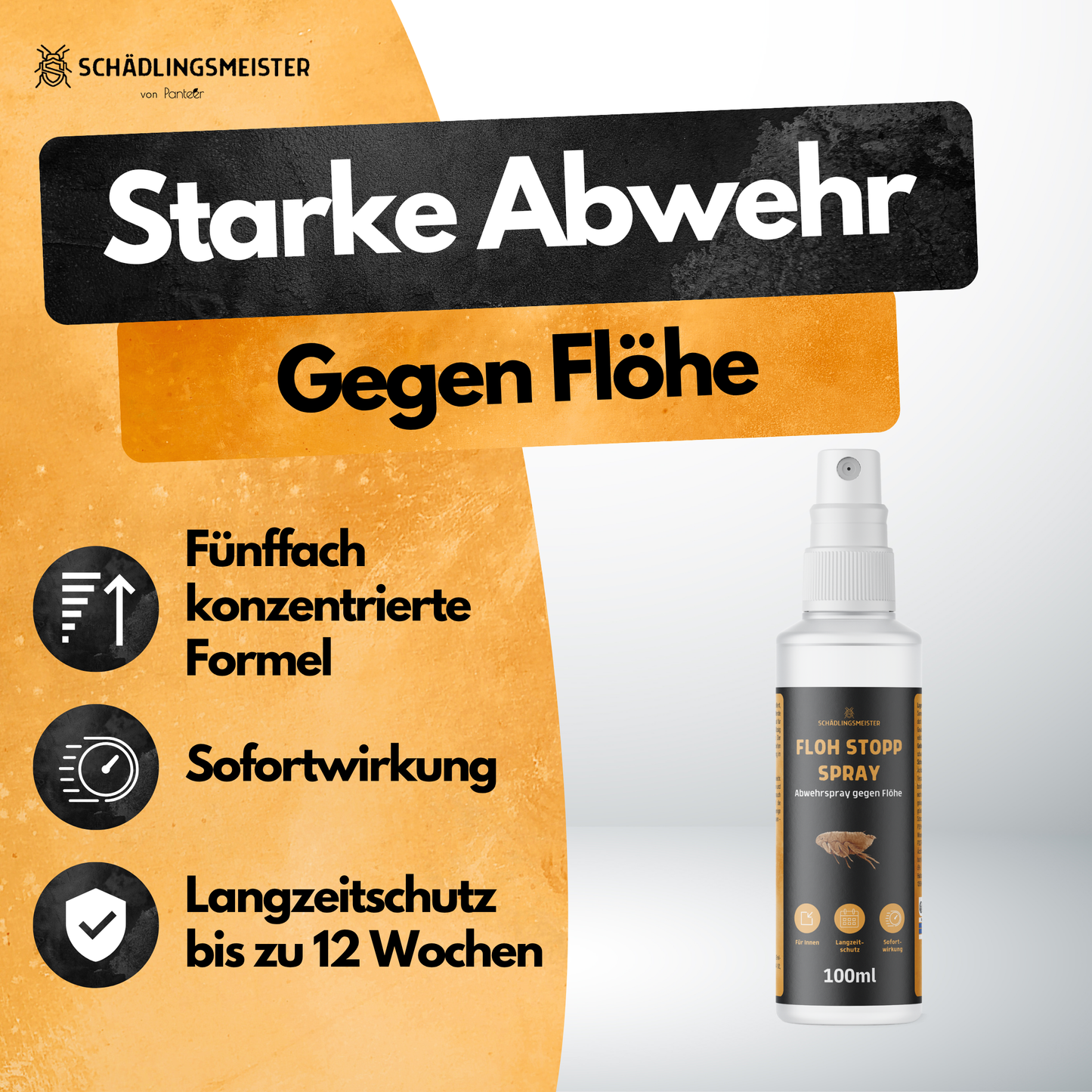 Floh Stopp Spray – 100 ml – Hoch konzentriert – 12 Wochen Langzeitschutz