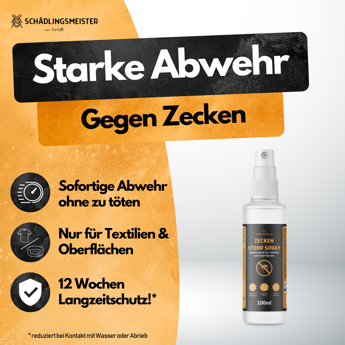 Zecken Stopp Spray – 100 ml – Repellent für Textilien & Oberflächen – 12 Wochen Schutz
