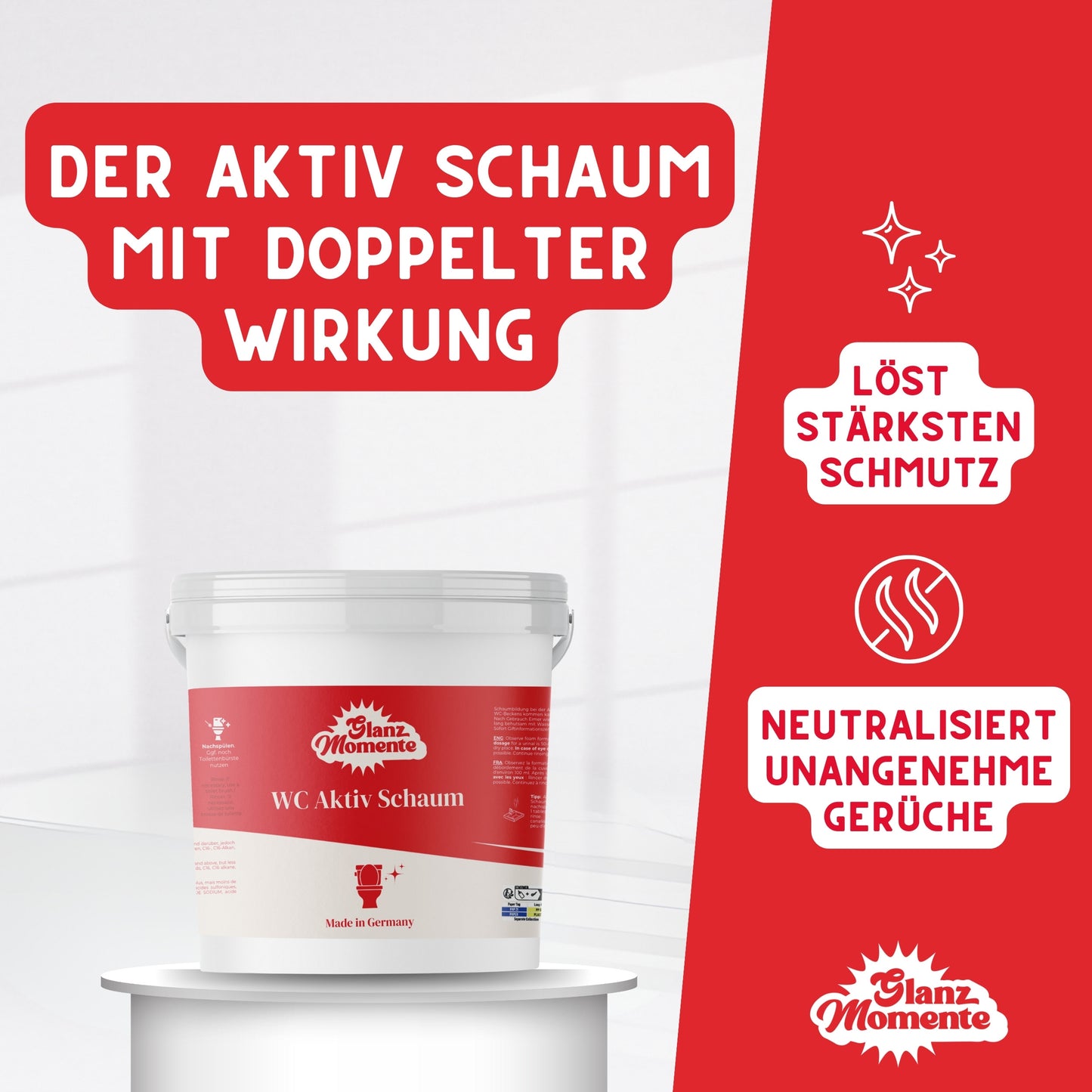 WC Schaumreiniger - Gegen Flecken, Kalk, Gerüche mit Zitrusduft