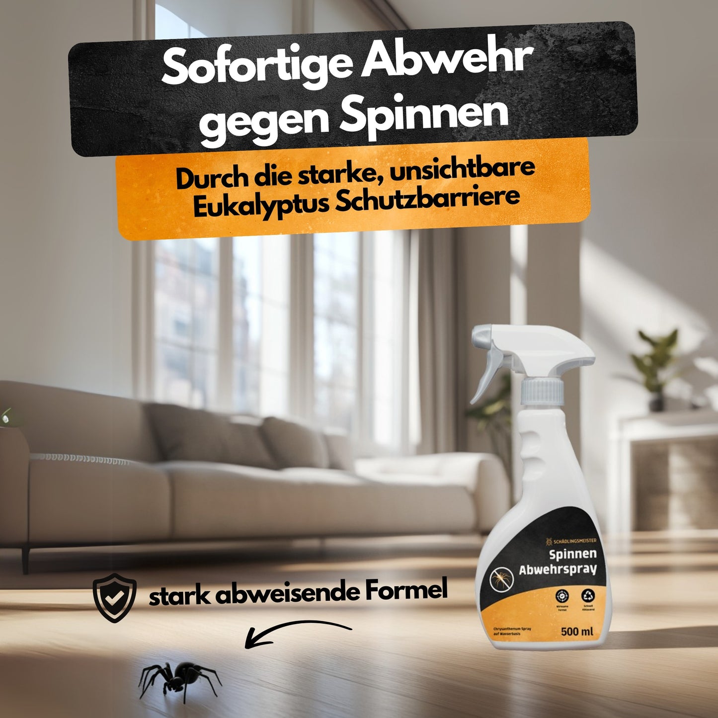 Spinnen Abwehrspray - 500 ml - Repellent - Mit Eukalyptus