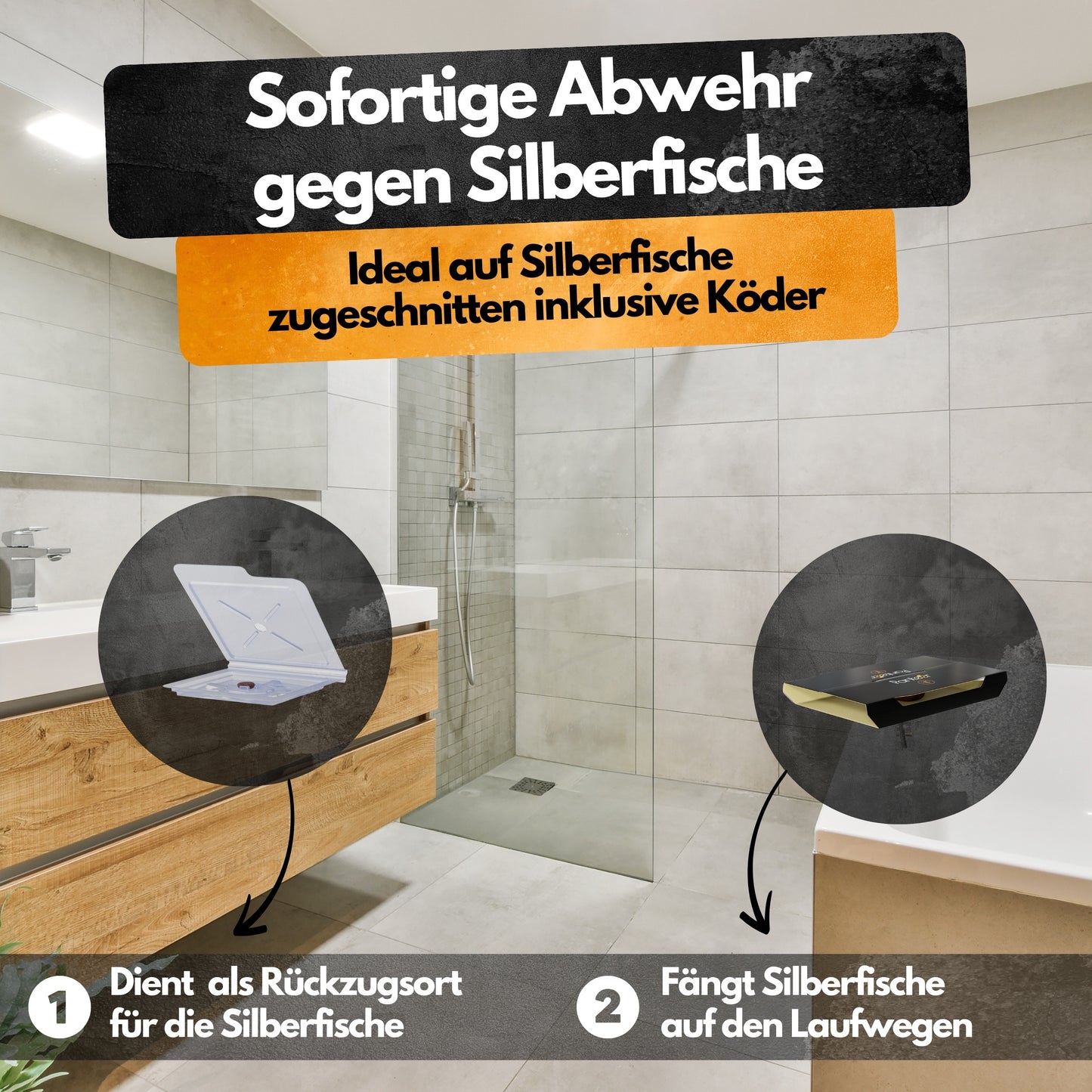 Silberfisch Falle - 6 Stück - Inkl. Köder - Zwei Fallen System - Monitoringfalle
