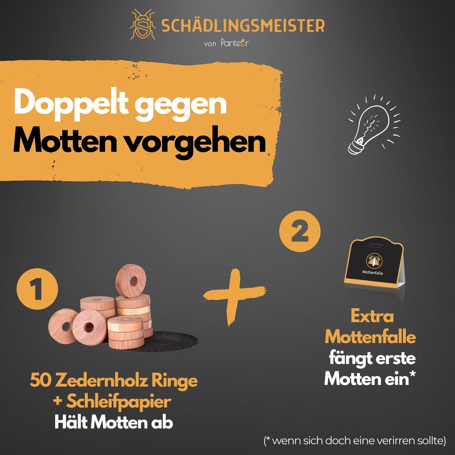 Zedernholz Ringe - 50 Stück + 1 Mottenfalle Kleidermotten (1 Set)