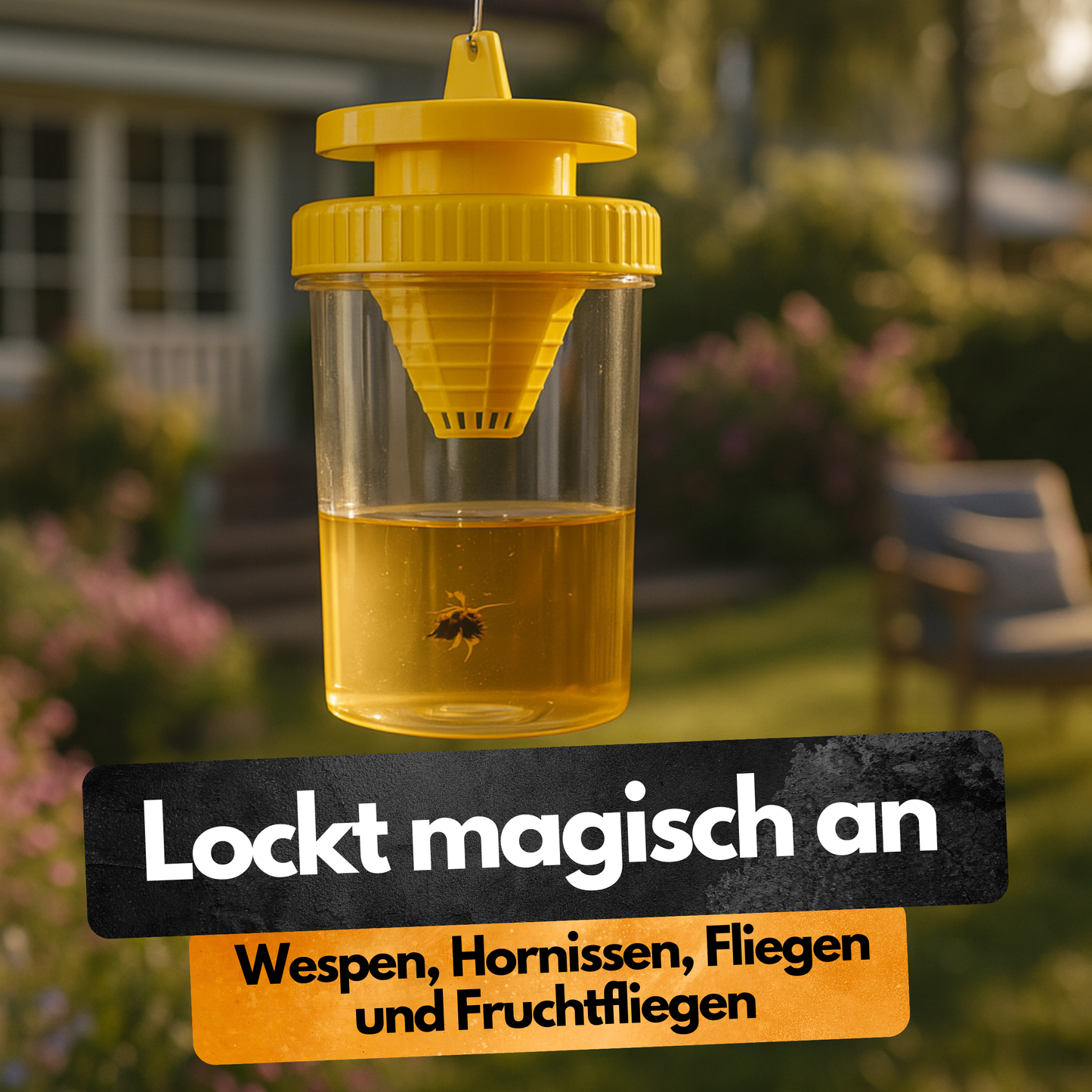 Wespenfalle mit 2x50ml Lockstoff – Ohne Insektizide – Made in EU