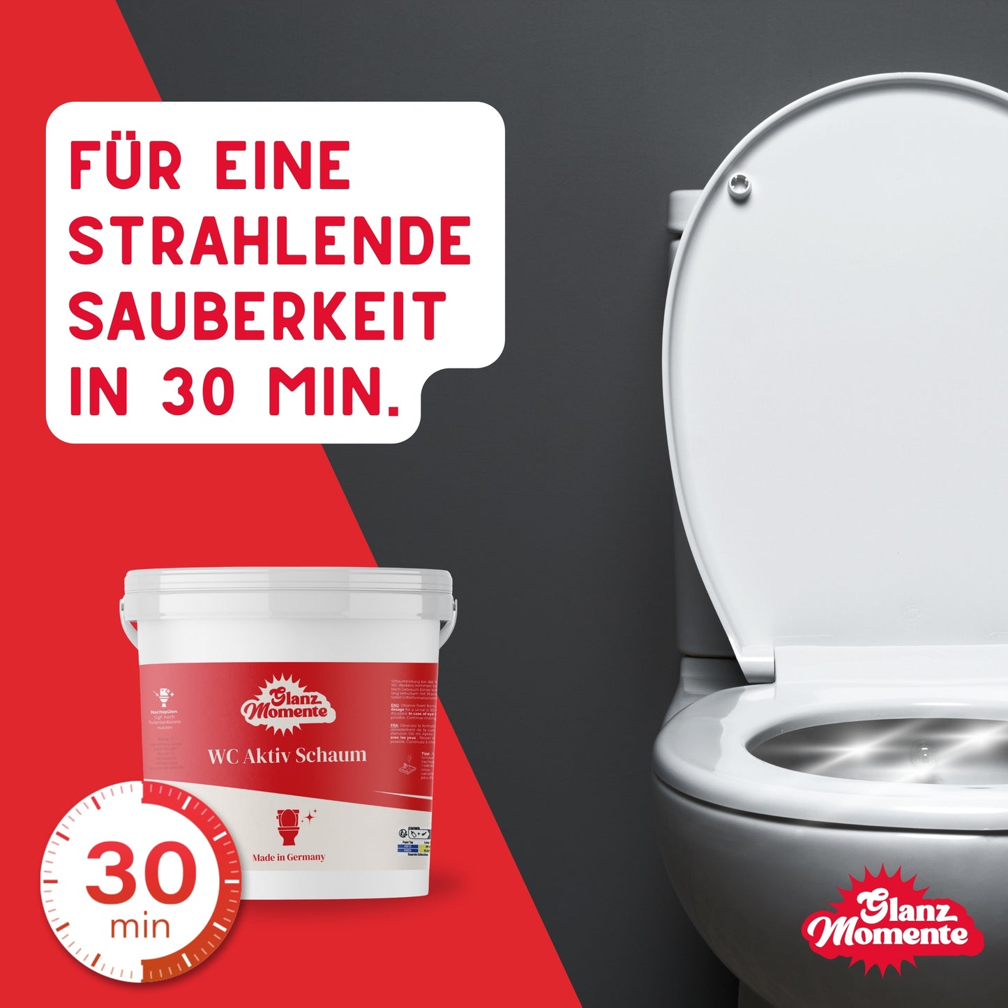 WC Schaumreiniger - Gegen Flecken, Kalk, Gerüche mit Zitrusduft