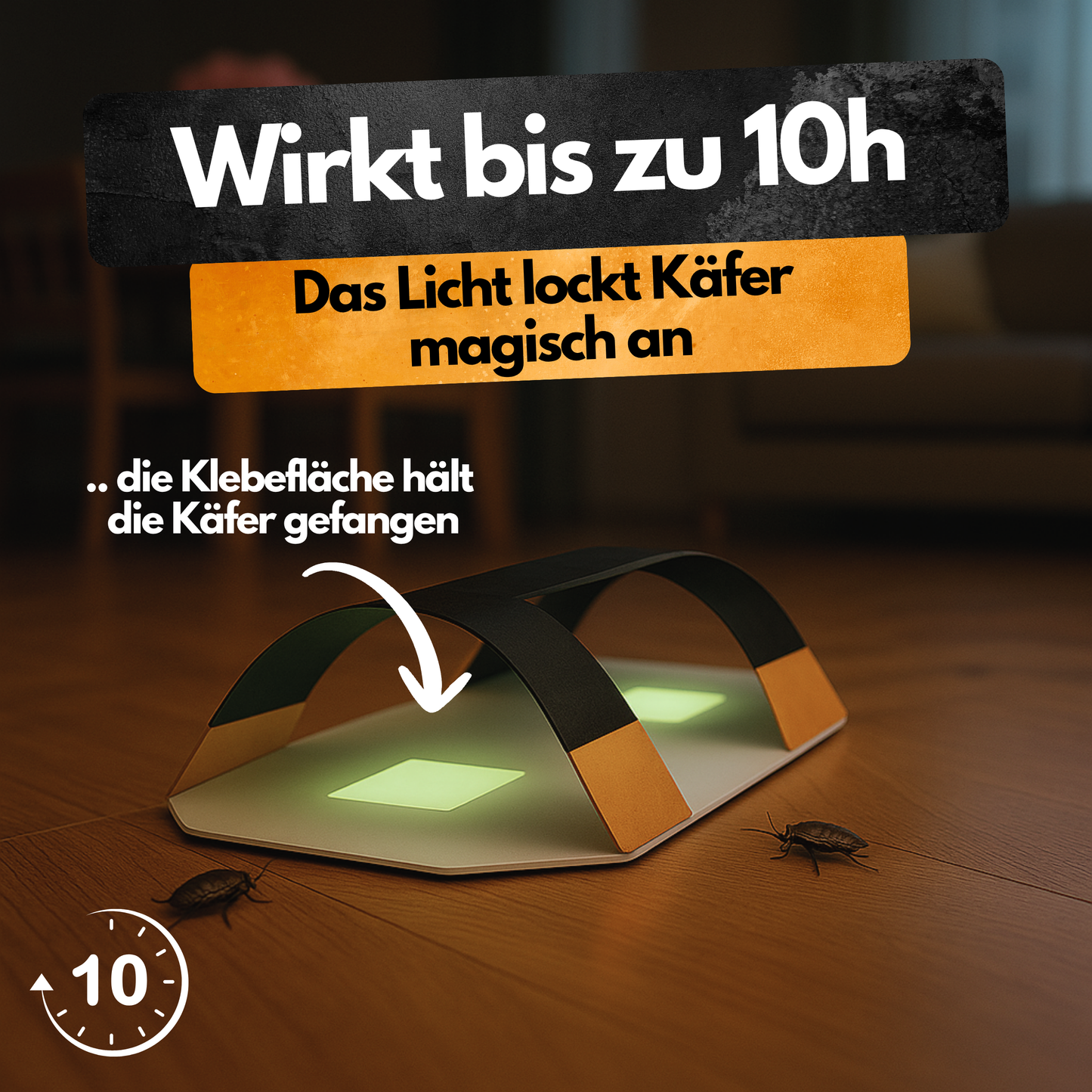 Käfer Licht Falle – 6er Set – Chemiefrei & Geruchlos – Photolumineszierend