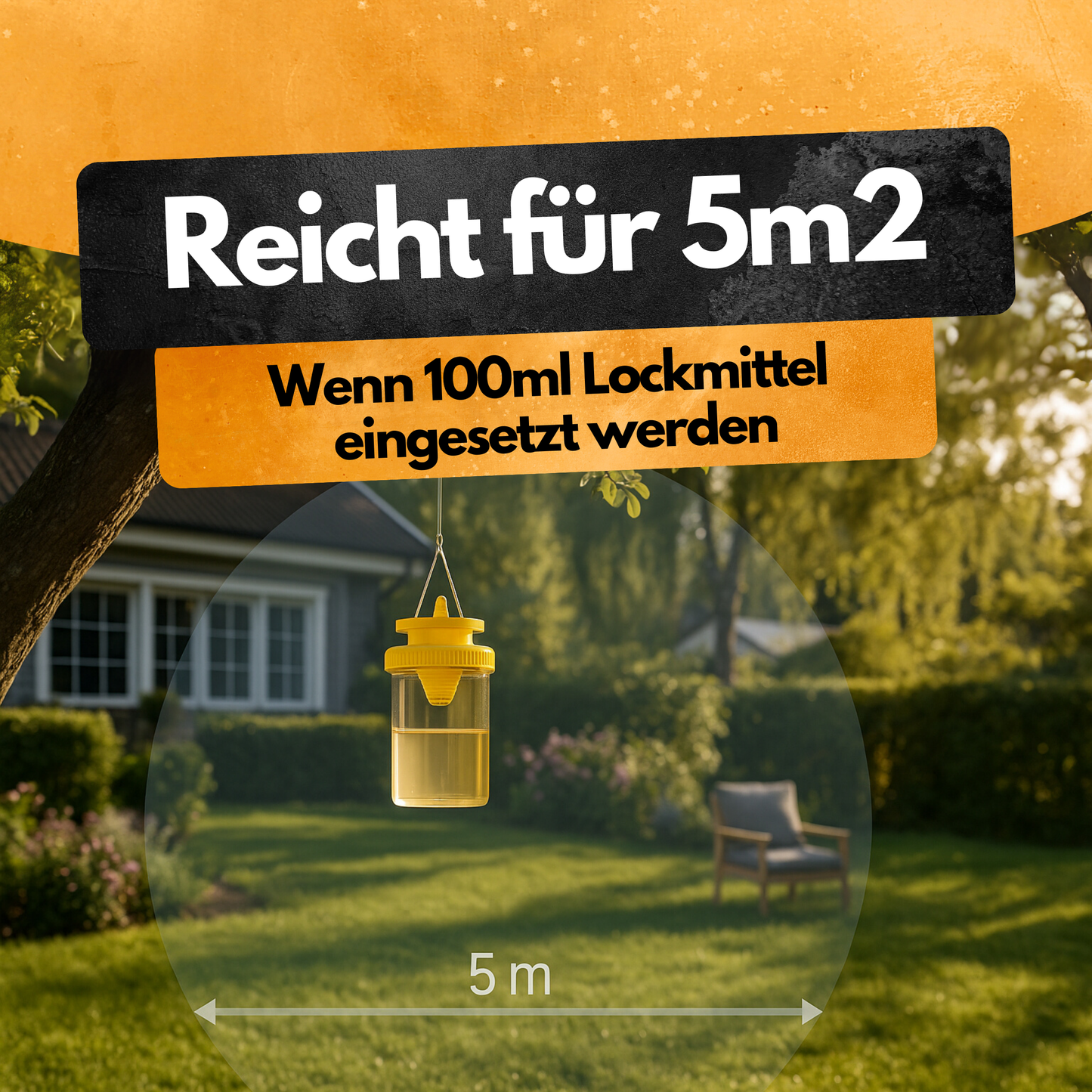 Wespenfalle mit 2x50ml Lockstoff – Ohne Insektizide – Made in EU