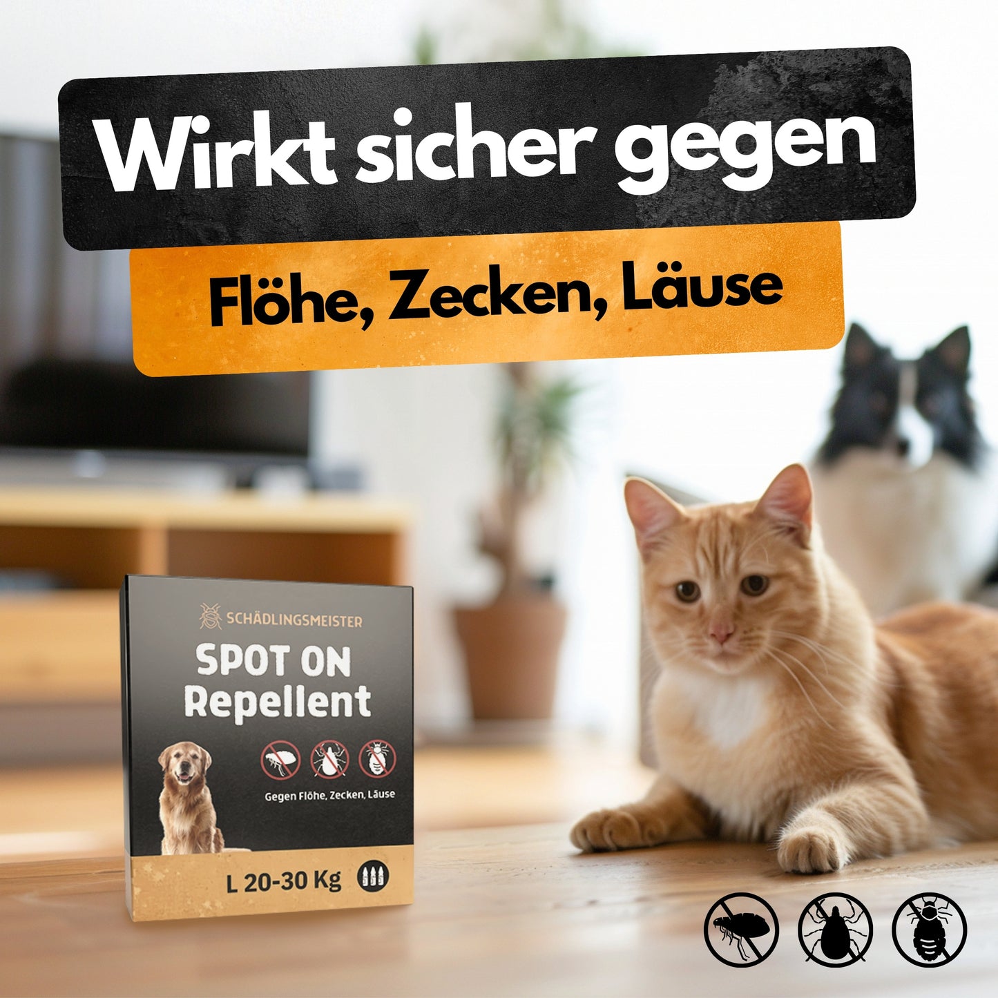 Spot On Repellent - 3 Tuben - Gegen Flöhe, Zecken, Läuse - Für Katzen und Hunde