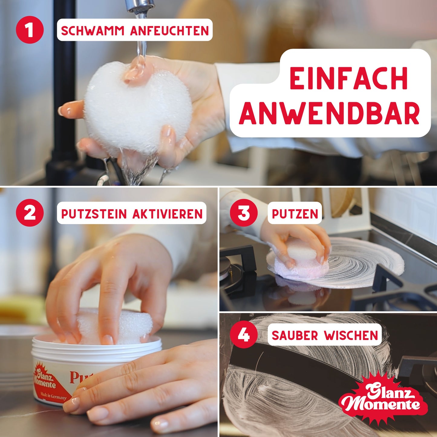 Putzstein - 300g - Inkl. Handschwamm - Universalstein - Universalreiniger
