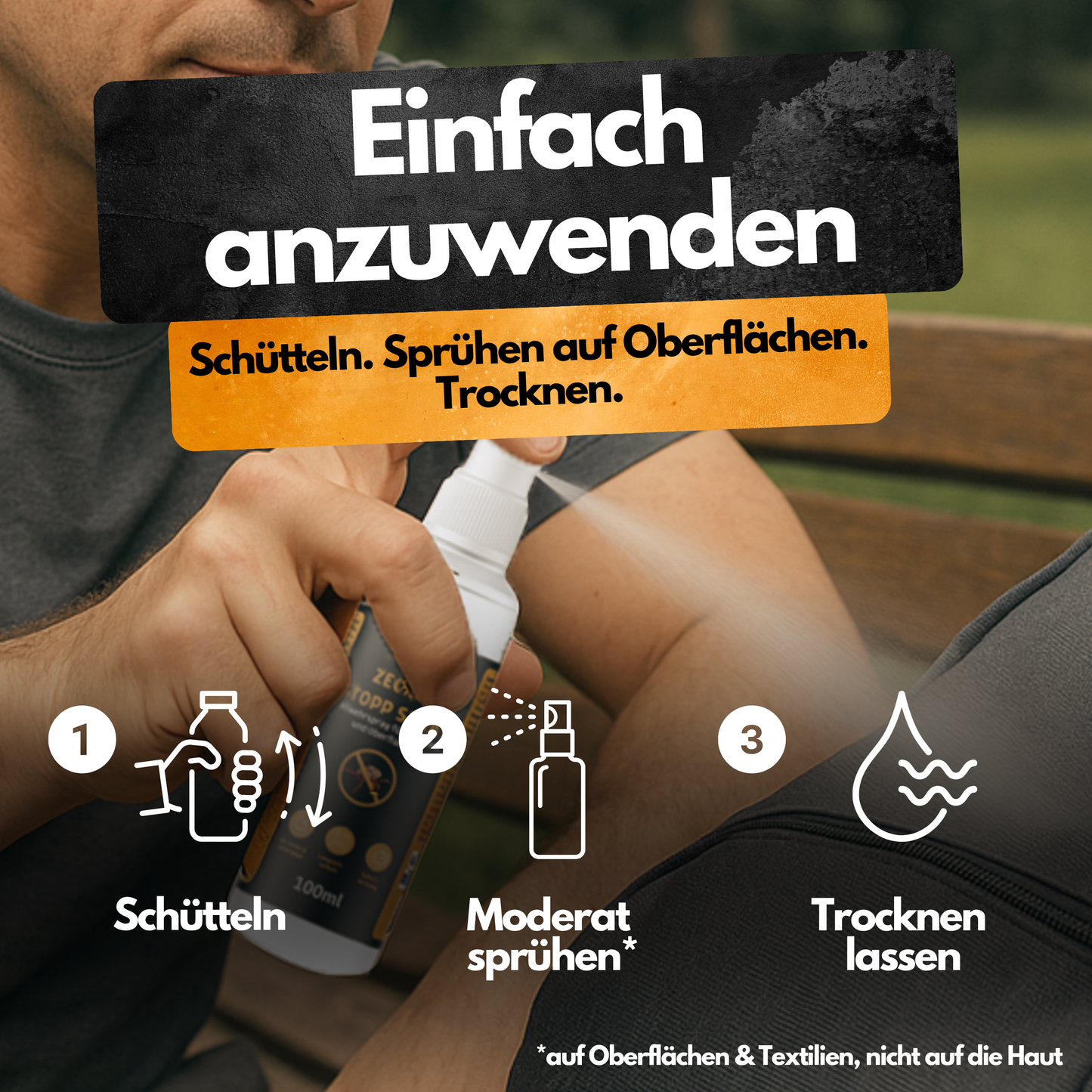 Zecken Stopp Spray – 100 ml – Repellent für Textilien & Oberflächen – 12 Wochen Schutz