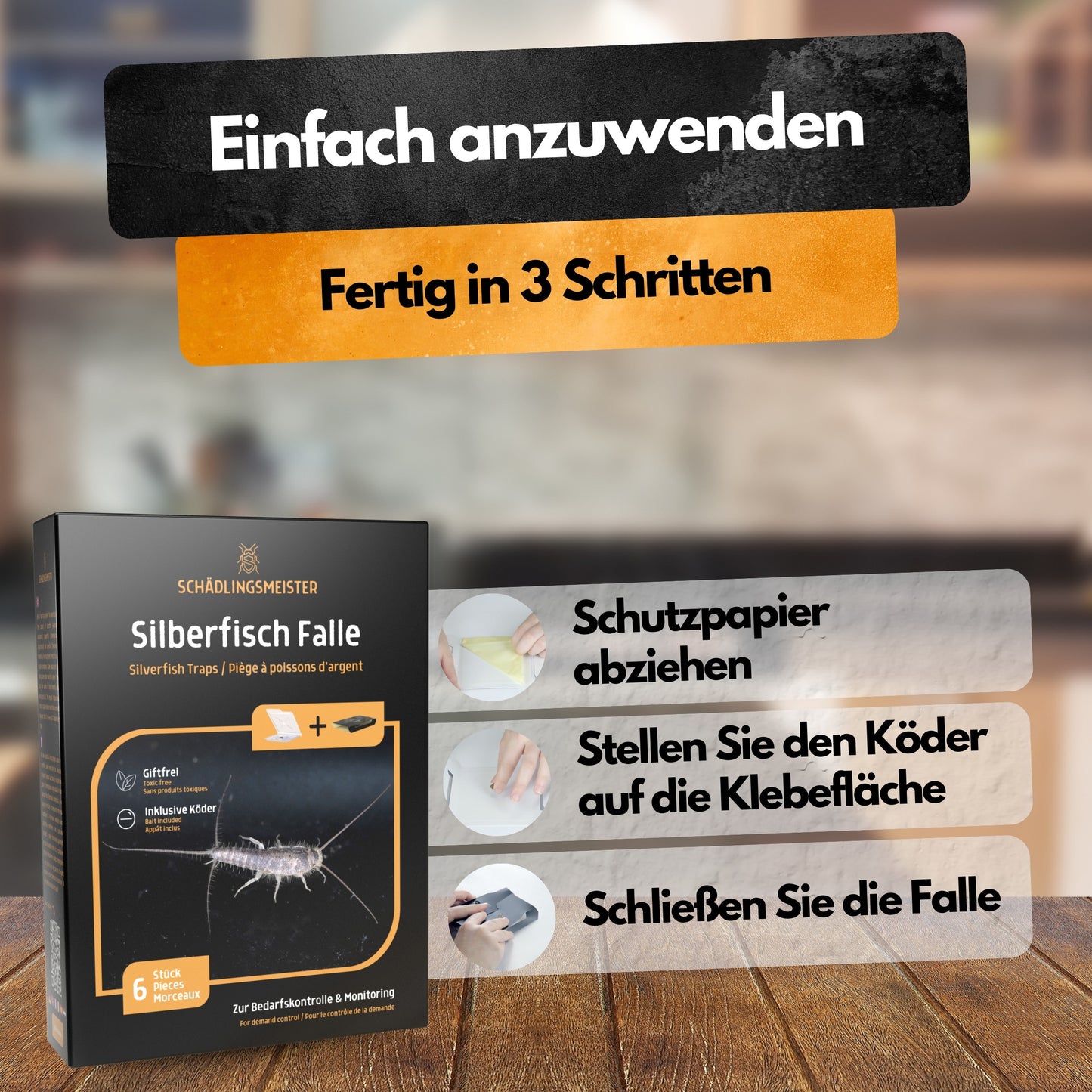 Silberfisch Falle - 6 Stück - Inkl. Köder - Zwei Fallen System - Monitoringfalle