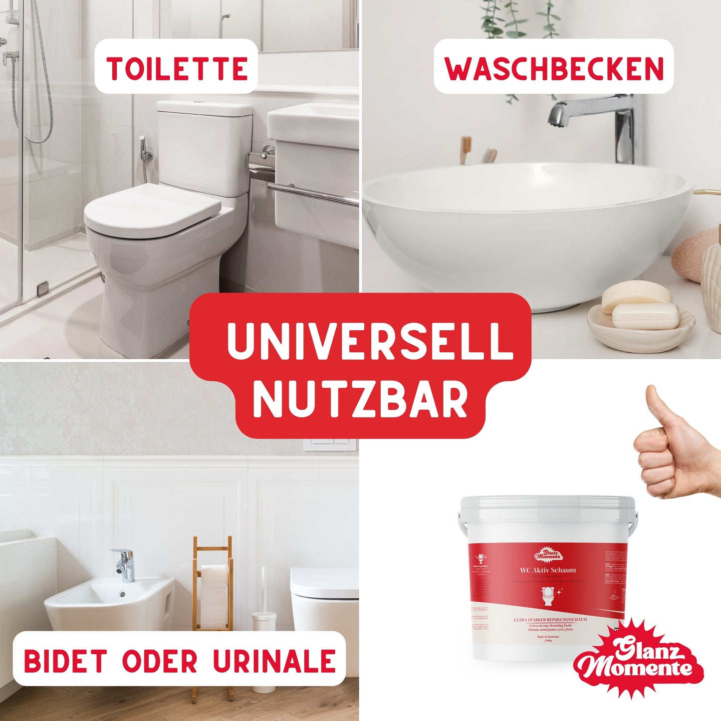WC Schaumreiniger - Gegen Flecken, Kalk, Gerüche mit Zitrusduft