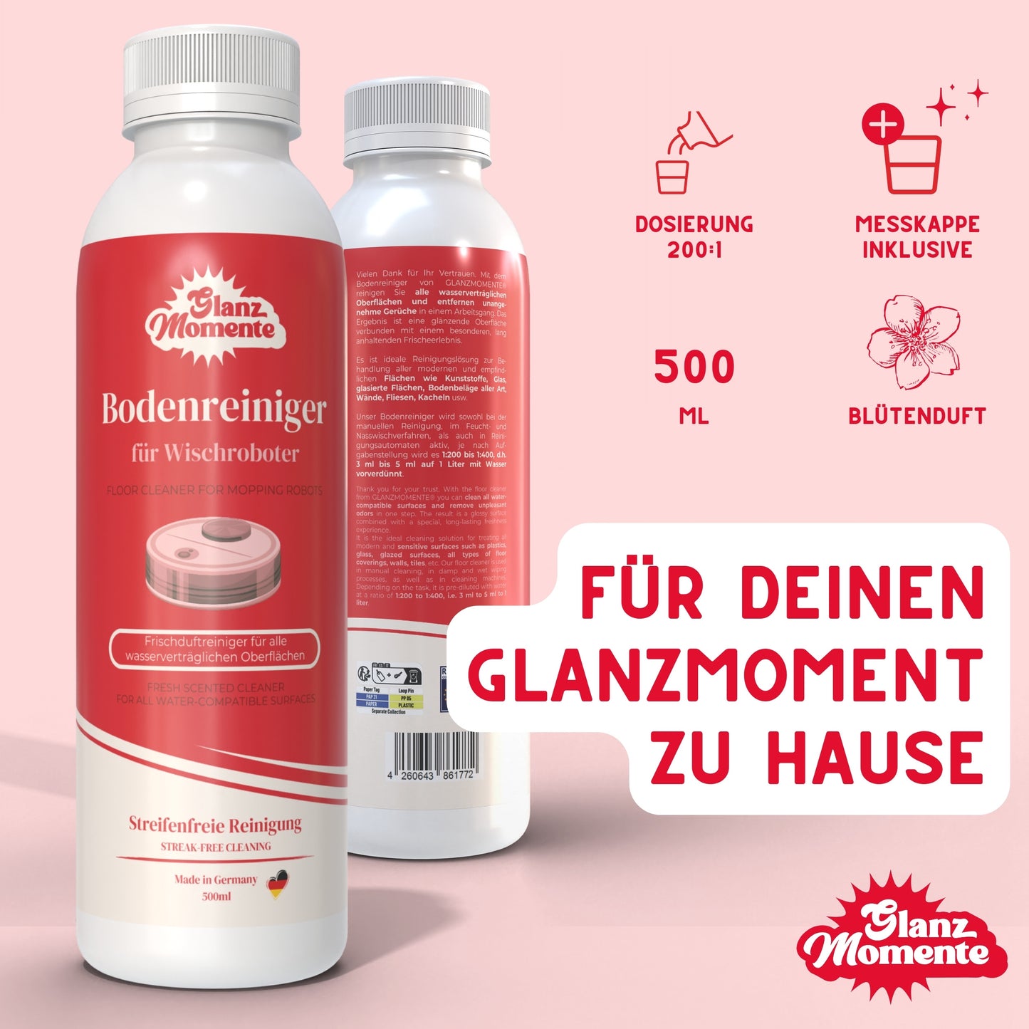 Bodenreiniger für Wischroboter - 500ML - Konzentrat 1:200