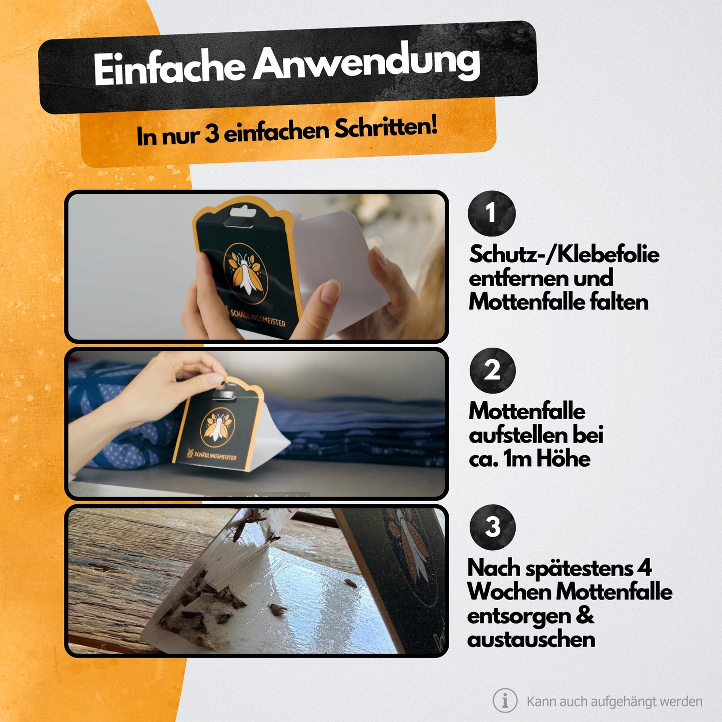 Mottenfalle - 6 Stück - Mottenschutz gegen 2 Mottenarten - Zum Monitoring