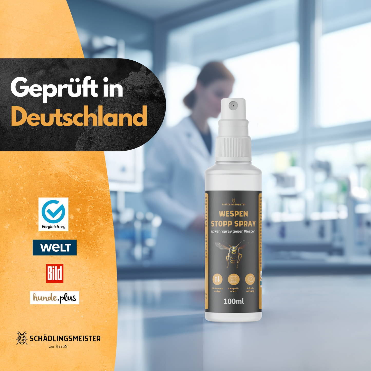 Wespen Stopp Spray - 100 ml - Hoch konzentriert - 12 Wochen Langzeitschutz