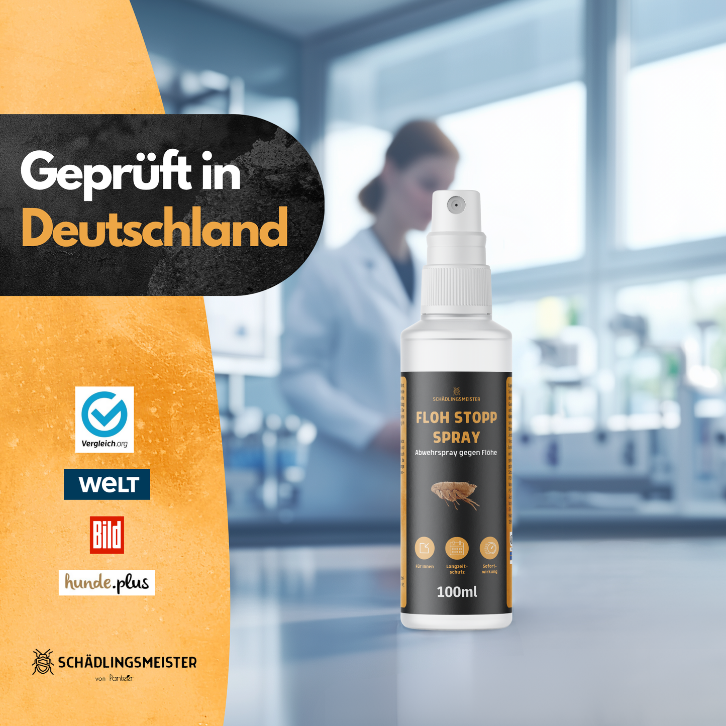 Floh Stopp Spray – 100 ml – Hoch konzentriert – 12 Wochen Langzeitschutz