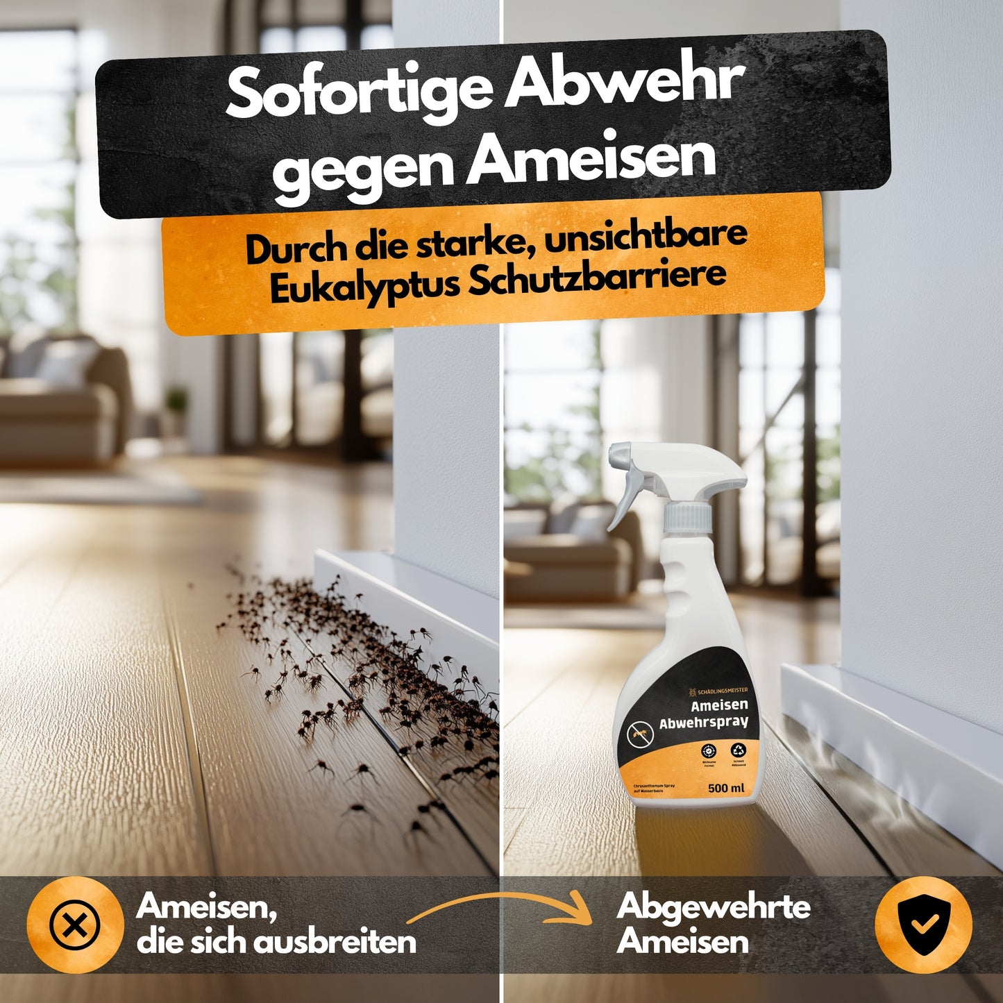 Ameisen Abwehrspray - 500 ml - Repellent - Mit Eukalyptus