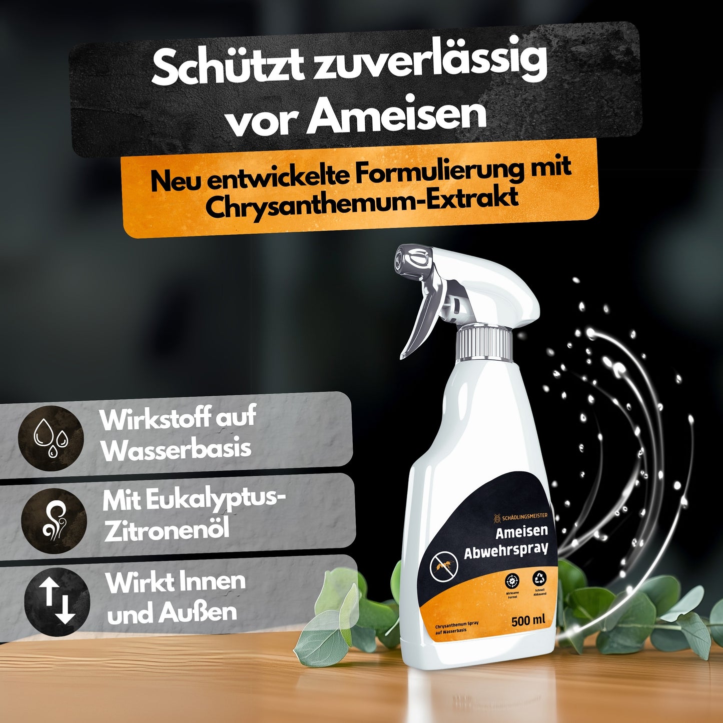 Ameisen Abwehrspray - 500 ml - Repellent - Mit Eukalyptus