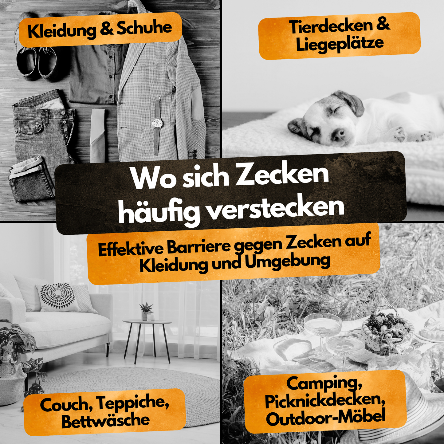 Zecken Stopp Spray – 100 ml – Repellent für Textilien & Oberflächen – 12 Wochen Schutz