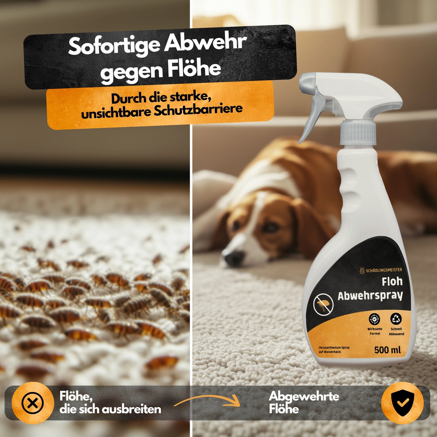 Floh Abwehrspray - 500 ml - Repellent - Mit Eukalyptus