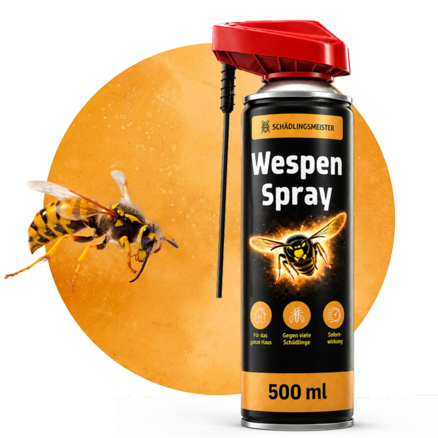 SCHÄDLINGSMEISTER Wespen Spray 500 ml – Repellent PT19 mit Schlauchverlängerung, Hauptbild