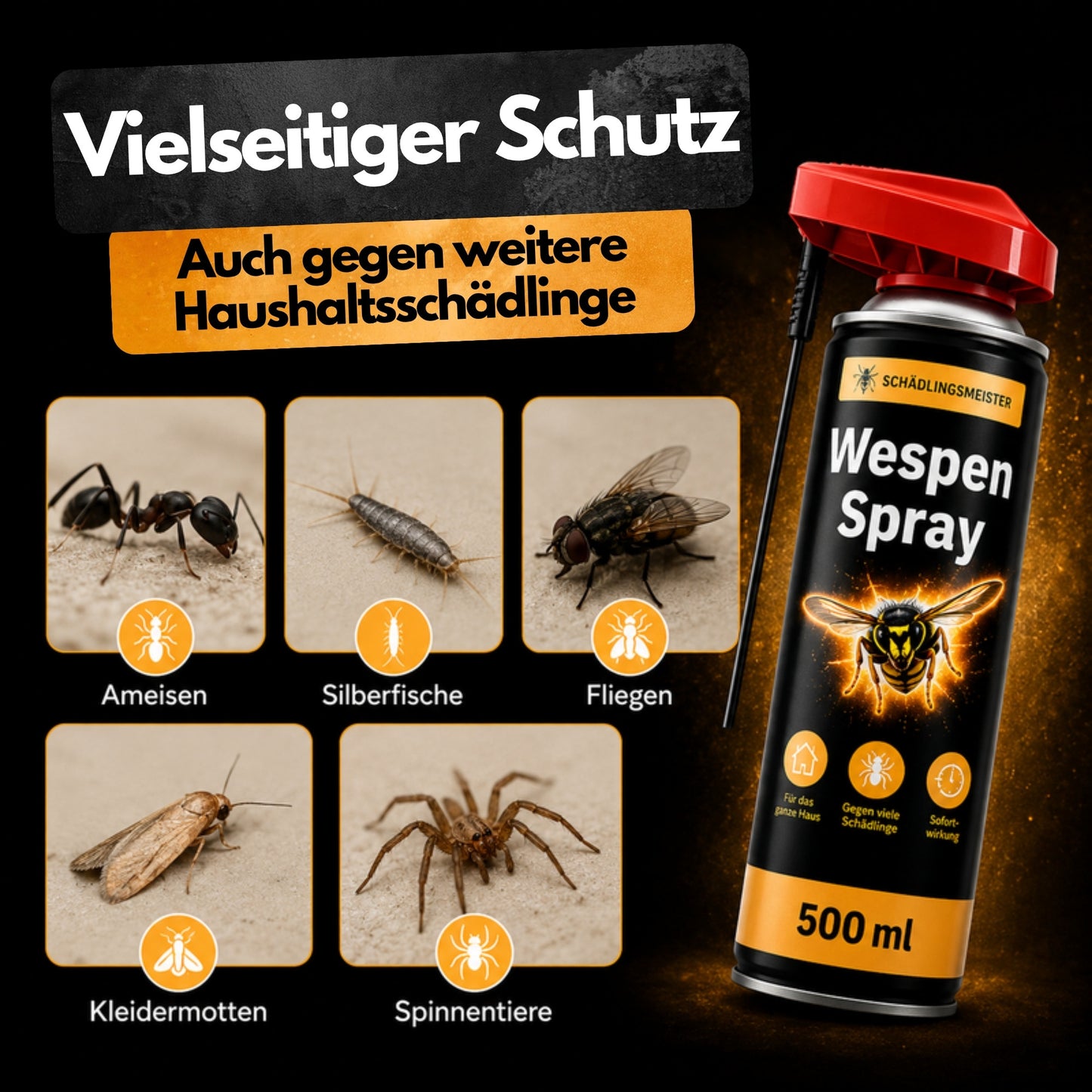 Wespen Spray – vielseitiger Schutz auch gegen Ameisen, Silberfische, Fliegen, Kleidermotten und Spinnentiere