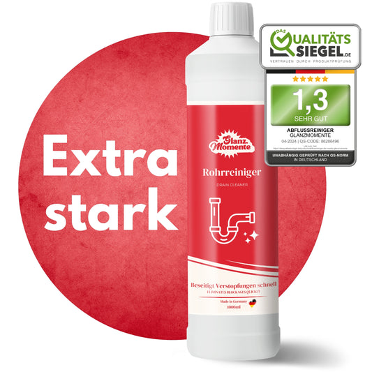 Rohrreiniger 1000ml – POWER FORMEL – Rohrfrei Extra Stark – Gegen Haare und Rohrschlamm