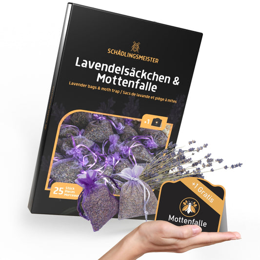 Panteer® Lavendelsäckchen - 25 Stück - GRATIS 1 Mottenfalle