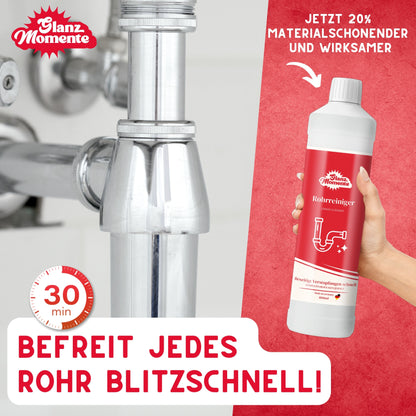 Rohrreiniger 1000ml – POWER FORMEL – Rohrfrei Extra Stark – Gegen Haare und Rohrschlamm