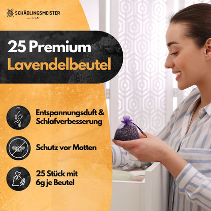 Panteer® Lavendelsäckchen - 25 Stück - GRATIS 1 Mottenfalle