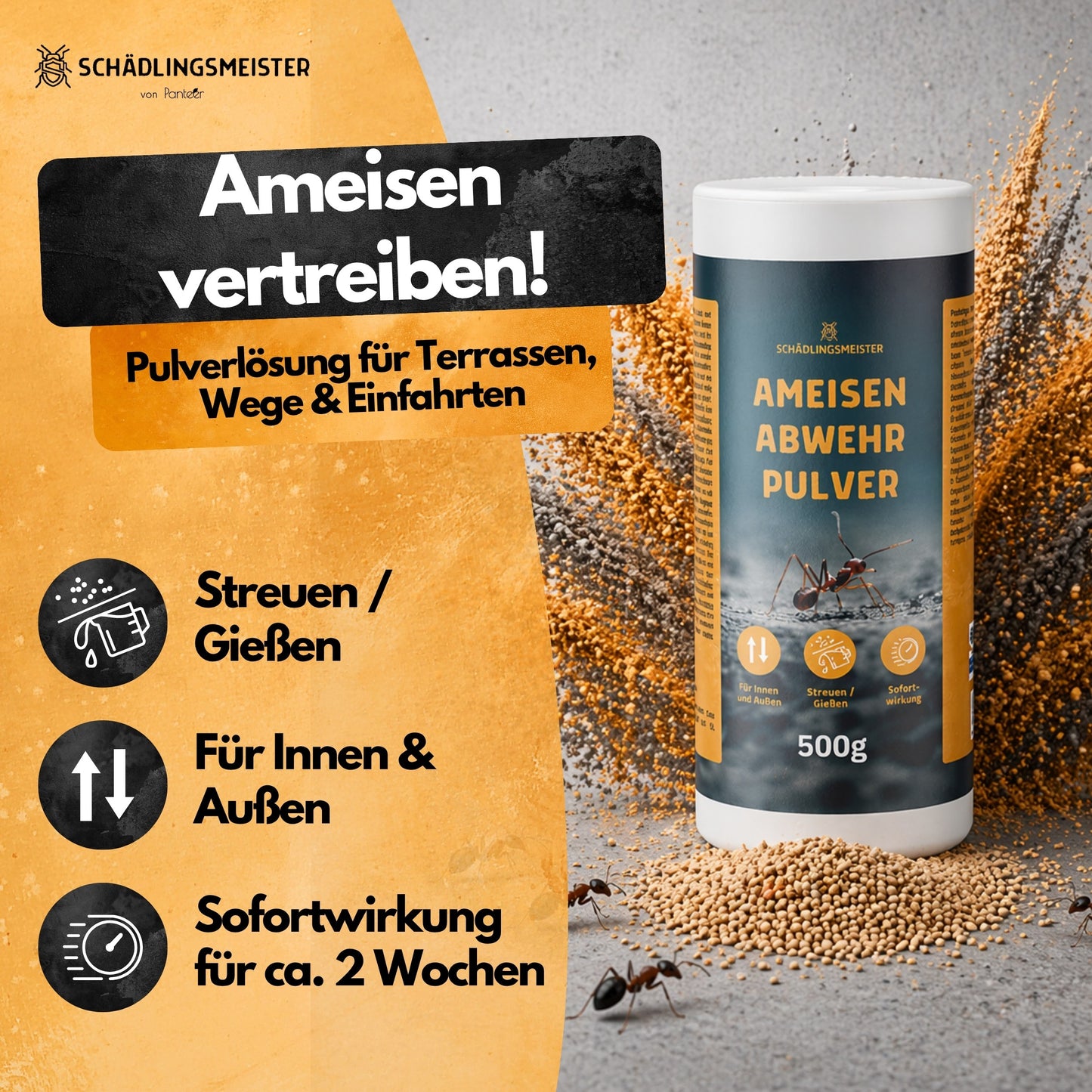 Ameisen Abwehr Pulver – 4 Kg XXL Set  – Für Innen & Außen