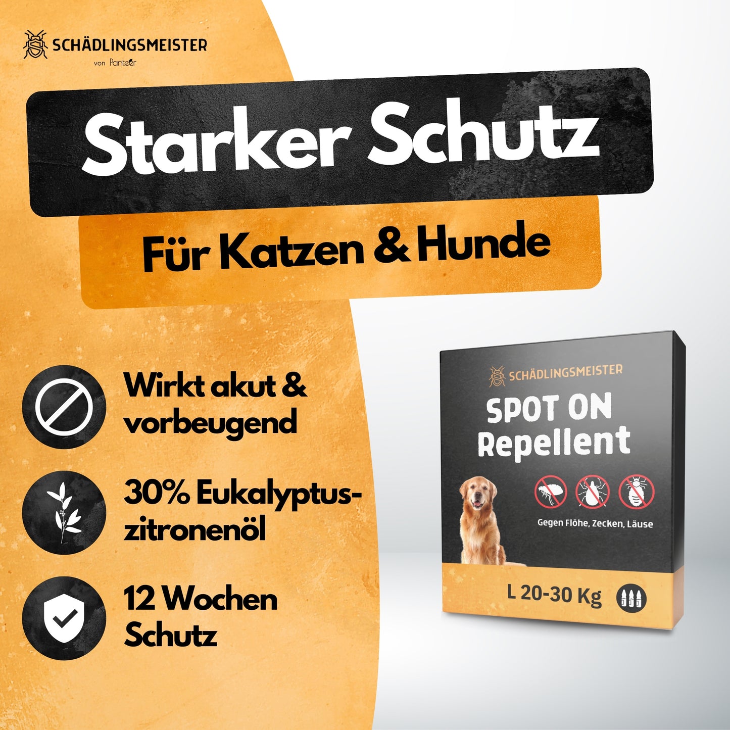 Spot On Repellent - 3 Tuben - Gegen Flöhe, Zecken, Läuse - Für Katzen und Hunde