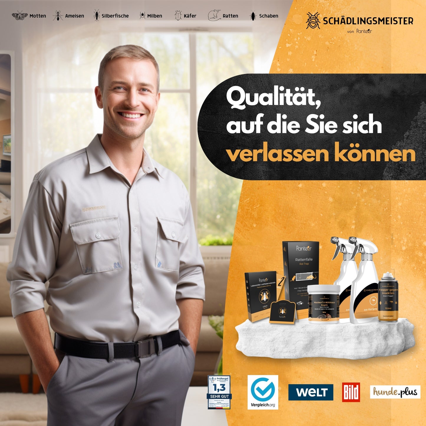 Lebensmittel-Mottenfalle - 6 Stück - 100% mehr Pheromone - Zum Monitoring