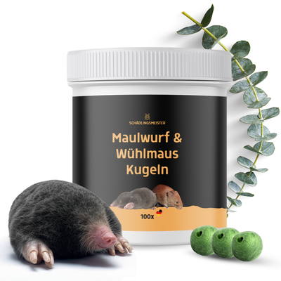 Maulwurf & Wühlmaus Kugeln - 100 Kugeln - Vertreiber & Wühlmausschreck