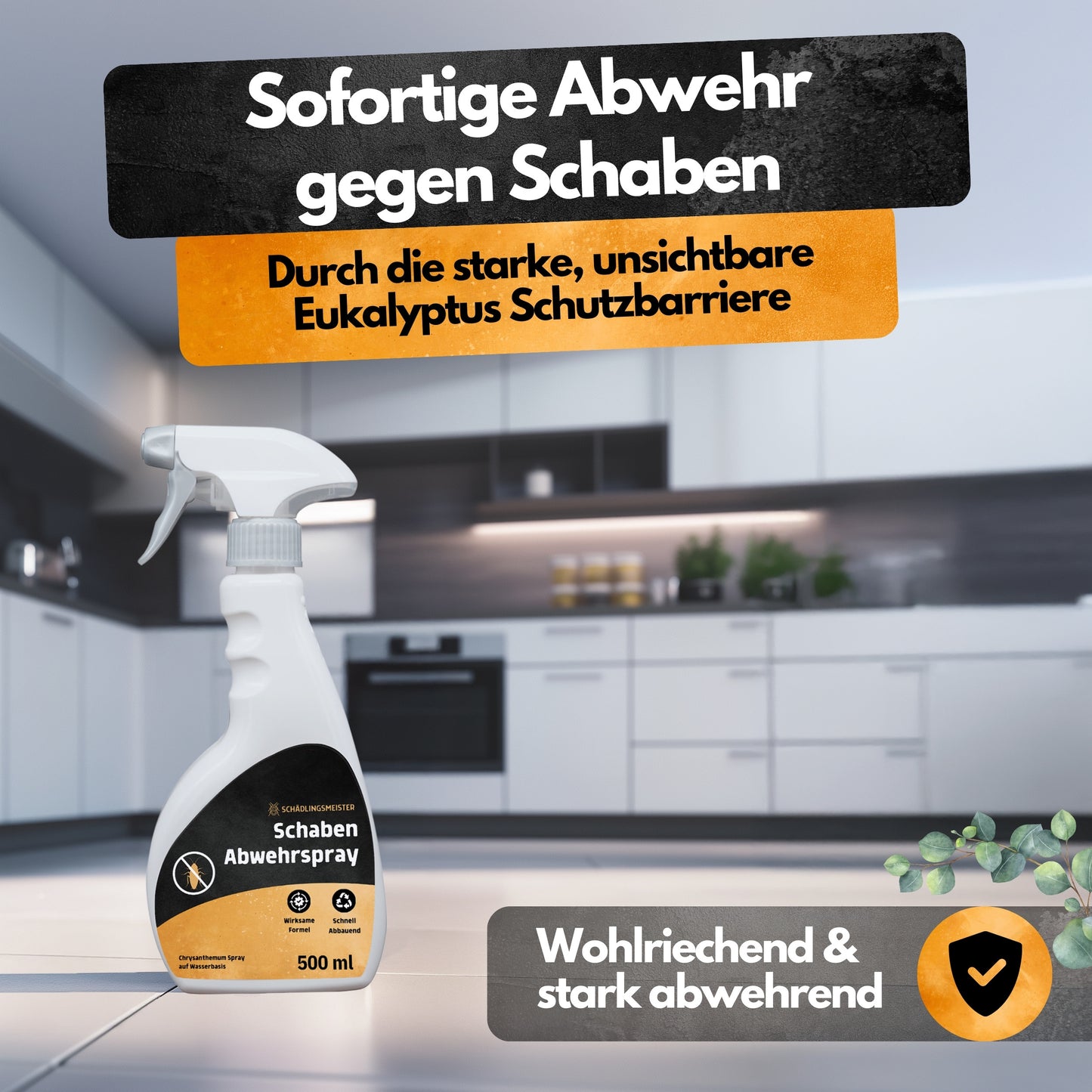 Schaben Abwehrspray - 500 ml - Repellent - Mit Eukalyptus