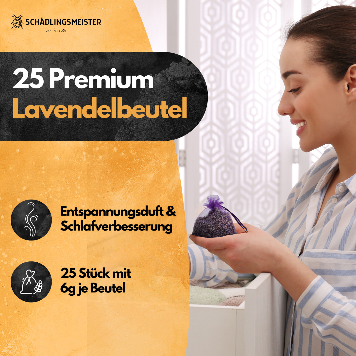 Panteer® Lavendelsäckchen - 25 Stück - GRATIS 1 Mottenfalle