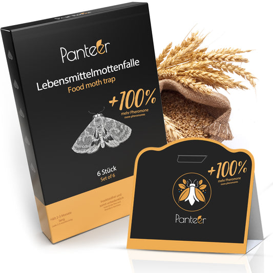 Panteer ® Lebensmittelmottenfalle - 6 Stück - 100% mehr Pheromone