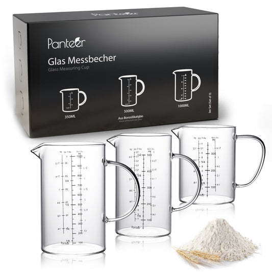 Messbecher Glas Premium Set - 3 Stück - Aus Borosilikatglas